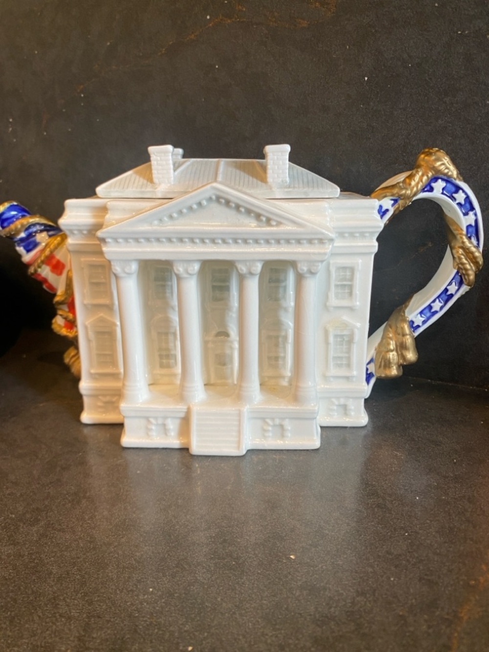 Fitz and Floyd White Porcelain Collector's Series Base with Blue Markings